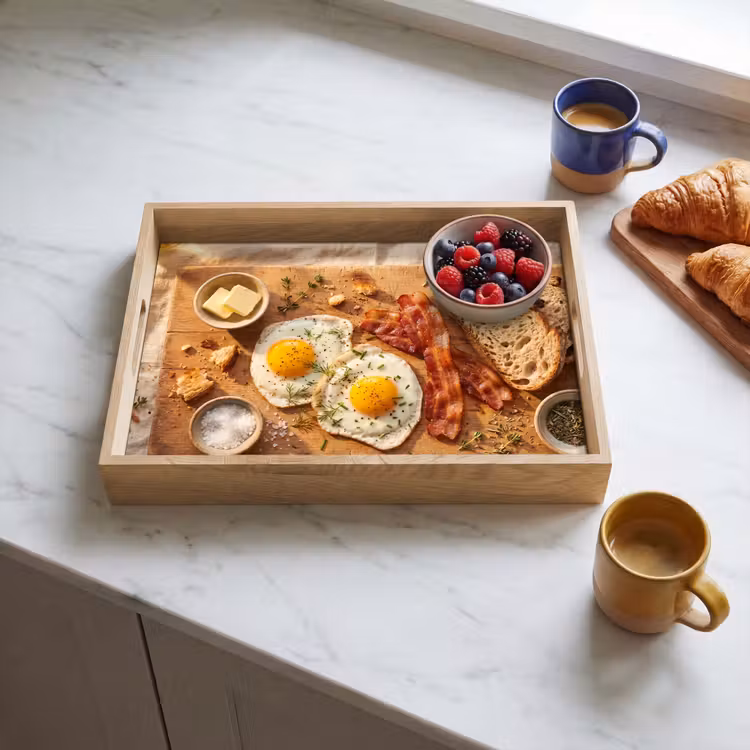 Tablett - Essen – Frühstück – Holz – Rustikal – Gelb — 3