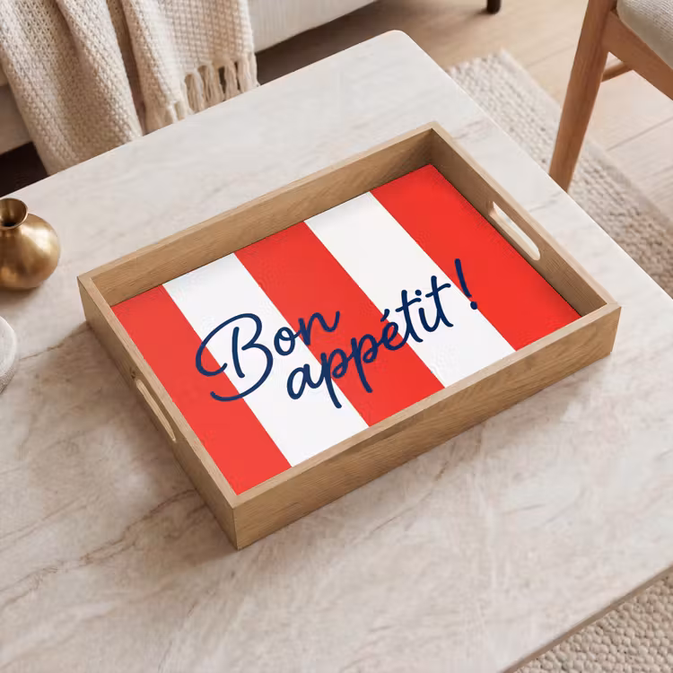 Tablett - Essen – Spruch – Küche – Grafik – Rot-Weiß — 2