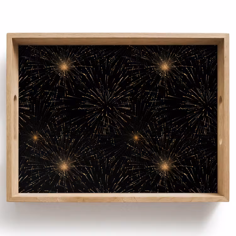 Tablett - Feuerwerk – Muster – Festlich – Gold – Schwarz — 1
