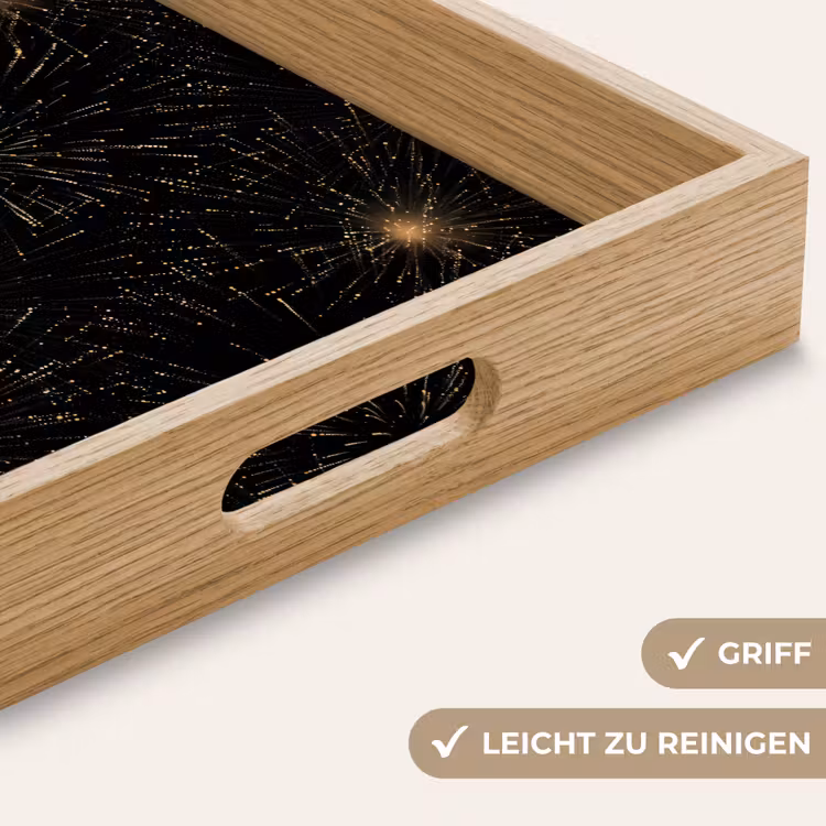 Tablett - Feuerwerk – Muster – Festlich – Gold – Schwarz — 8