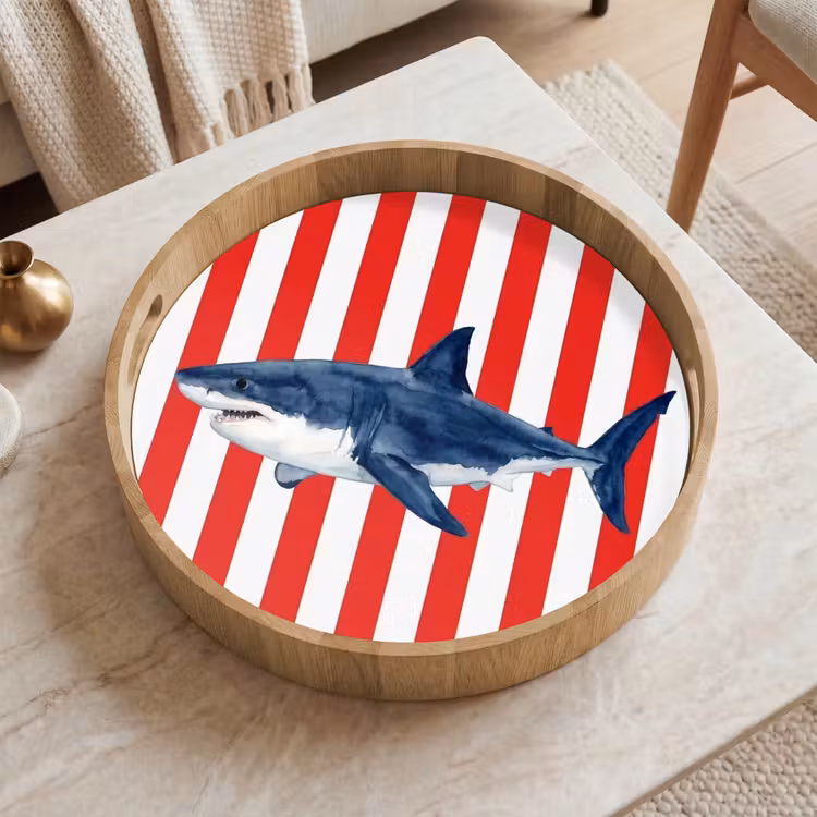 Tablett - Fisch – Hai – Meer – Illustration – Blau — 2