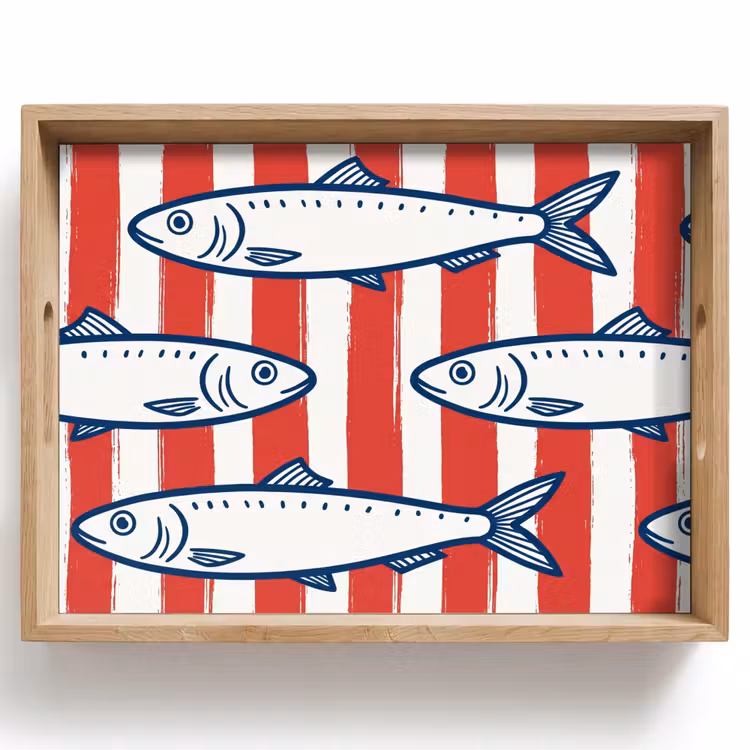 Tablett - Fisch – Muster – Streifen – Illustration – Rot — 1