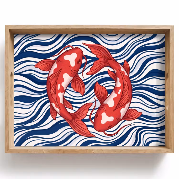 Tablett - Fisch – Wasser – Natur – Illustration – Rot — 1