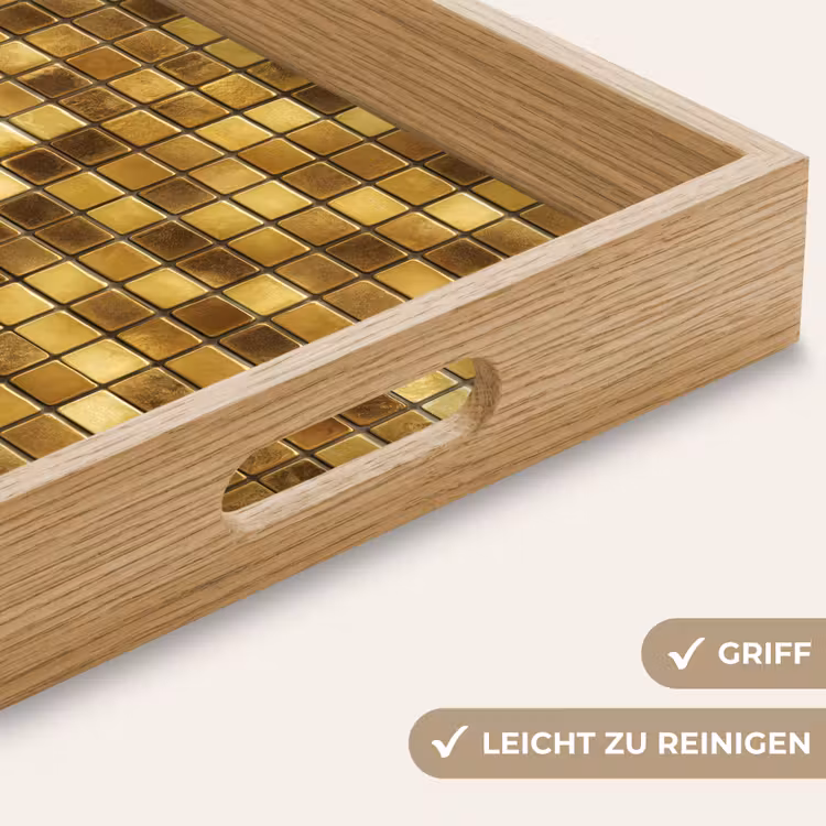 Tablett - Fliesen – Mosaik – Luxus – Warmes Gold — 8