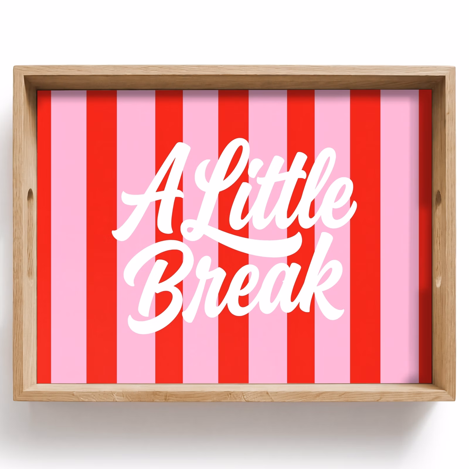 Tablett - A Little Break – Streifen – Rot – Rosa — 1