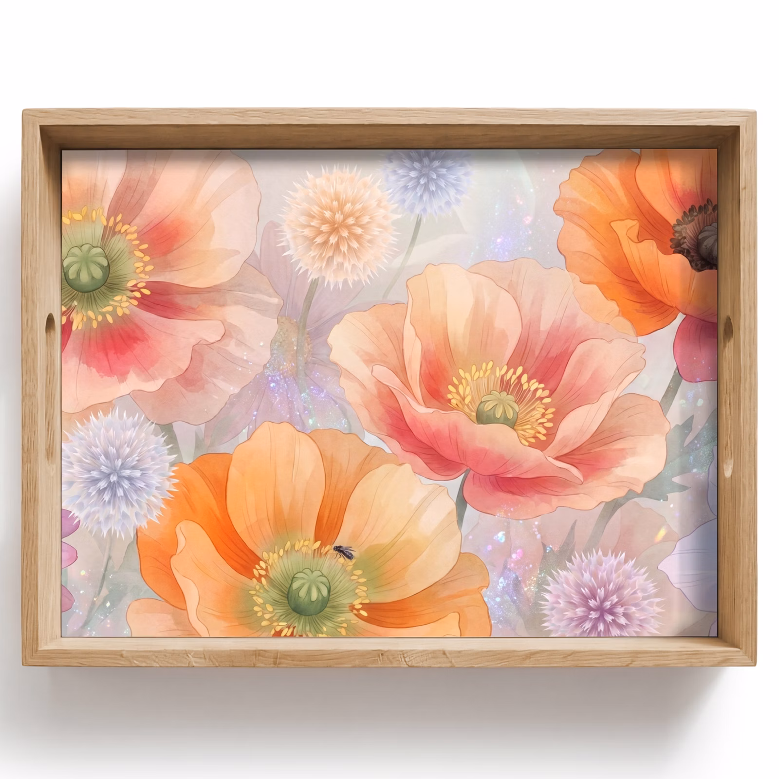 Tablett - Blumen – Aquarell – Natur – Modern – Farbenfroh — 1