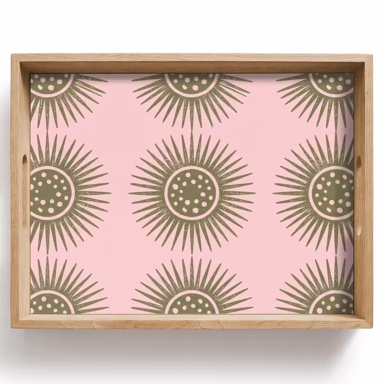 Tablett - Blumen – Muster – Abstrakt – Rosa – Grün — 1