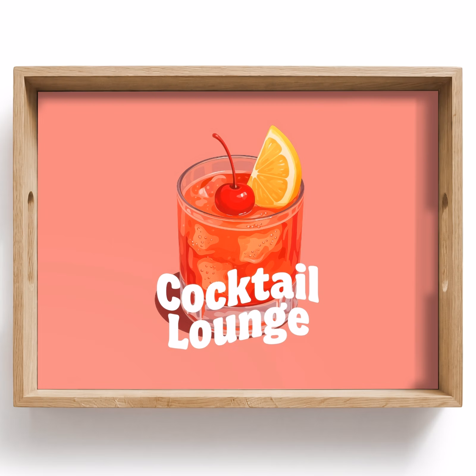 Tablett - Cocktail-Lounge – Glas – Koralle — 1