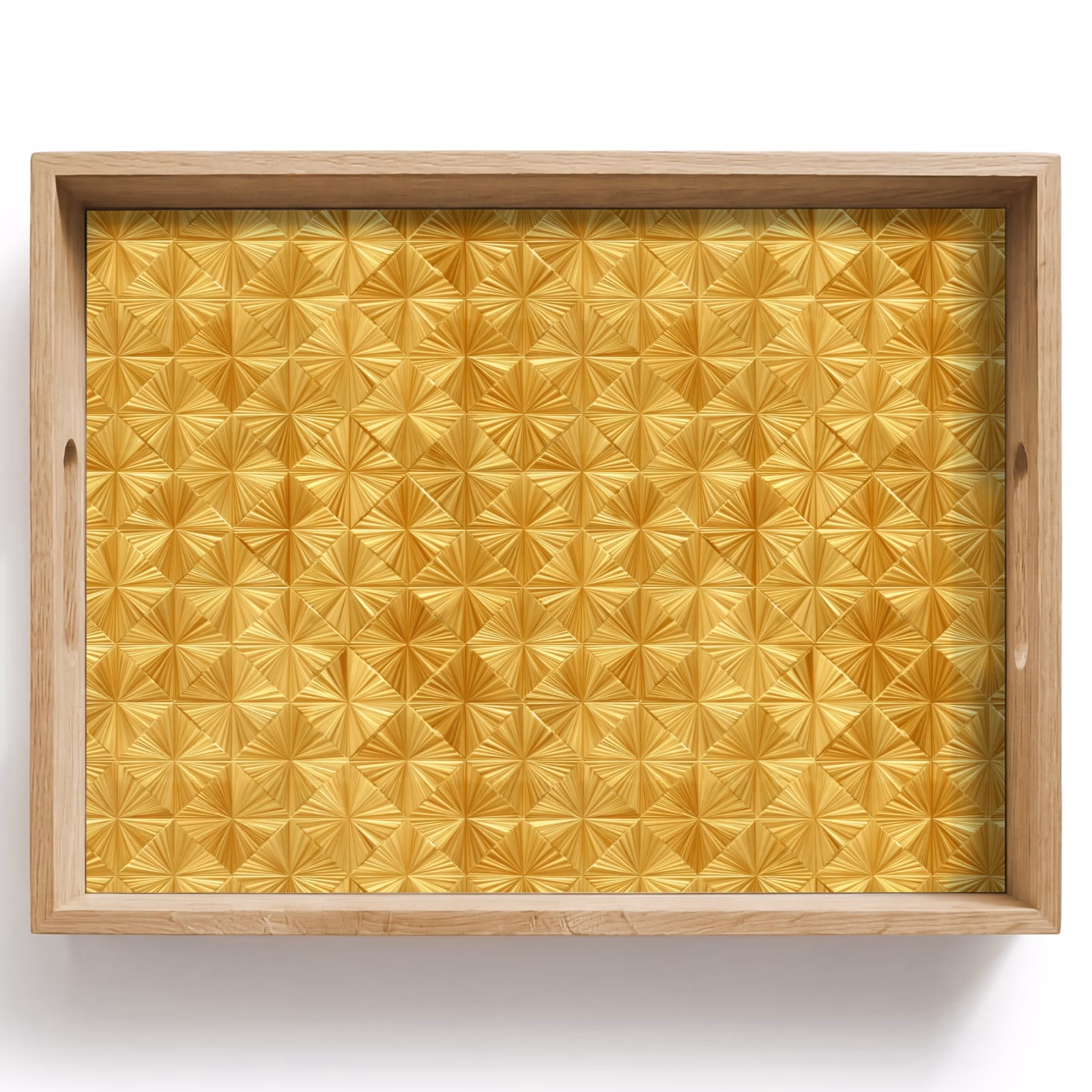 Tablett - Fliesen – Geometrisch – Relief – Gold — 1
