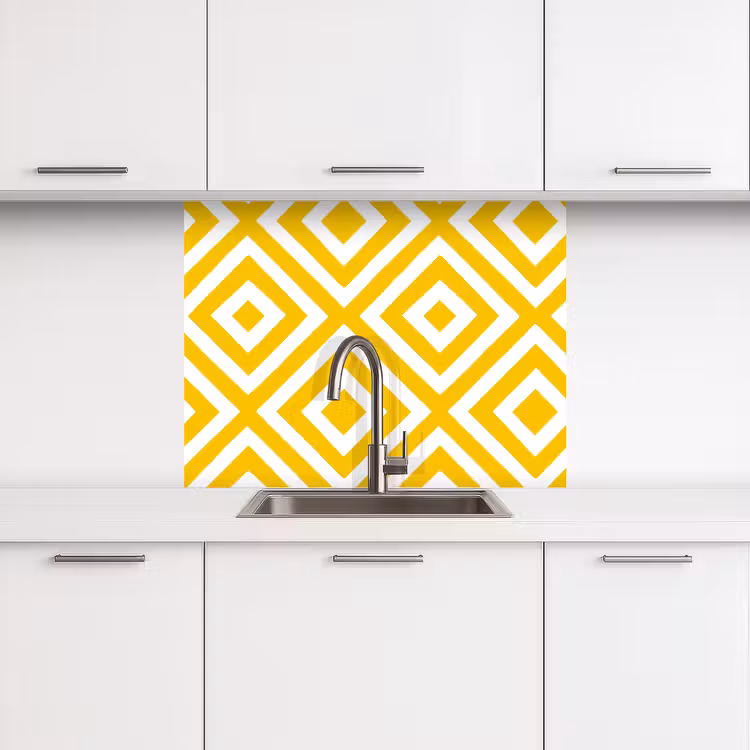 Küchen rückwand - Geometrisch – Linien – Modern – Gelb – Weiß — 3