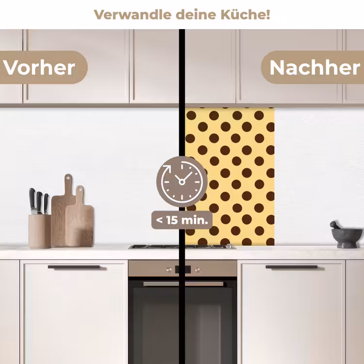 Küchen rückwand - Polka Dot – Punkte – Retro – Gelb – Braun — 2