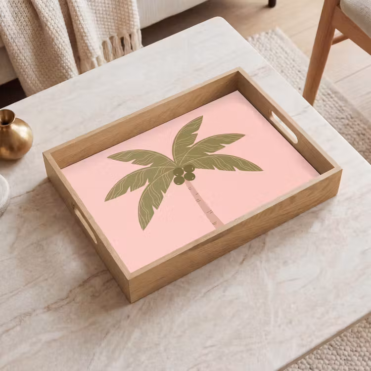 Tablett - Baum – Palme – Natur – Illustration – Rosa — 2
