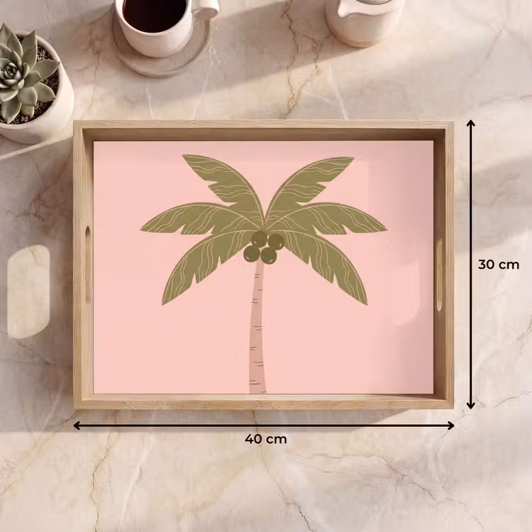 Tablett - Baum – Palme – Natur – Illustration – Rosa — 7