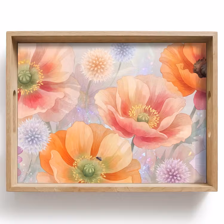 Tablett - Blumen – Aquarell – Natur – Modern – Farbenfroh — 1
