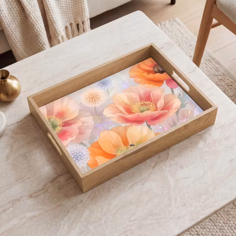 Tablett - Blumen – Aquarell – Natur – Modern – Farbenfroh — 2