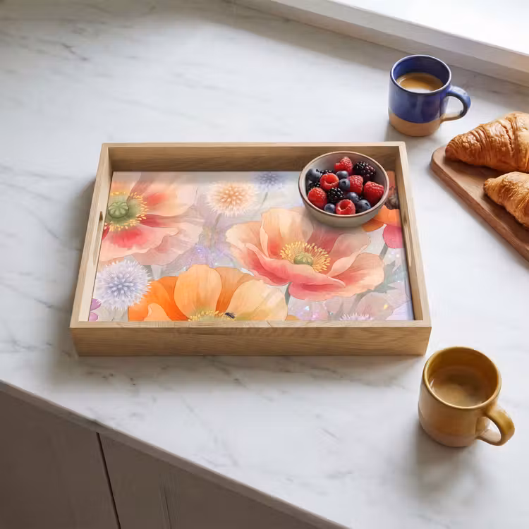Tablett - Blumen – Aquarell – Natur – Modern – Farbenfroh — 3