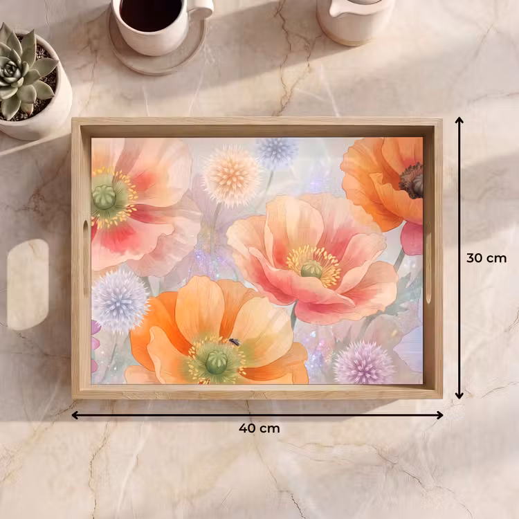 Tablett - Blumen – Aquarell – Natur – Modern – Farbenfroh — 7