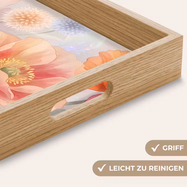 Tablett - Blumen – Aquarell – Natur – Modern – Farbenfroh — 8