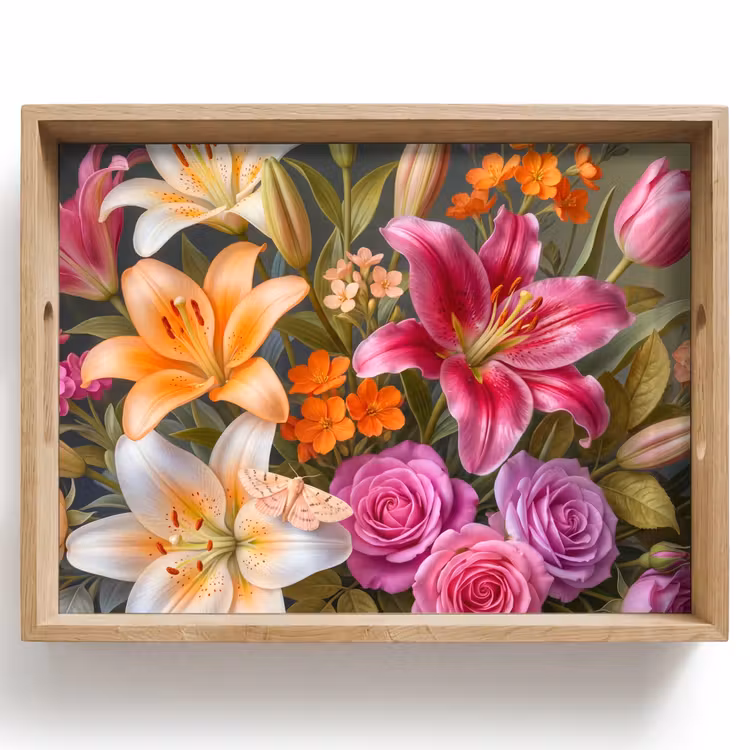 Tablett - Blumen – Blumenstrauß – Natur – Farbenfroh – Modern — 1