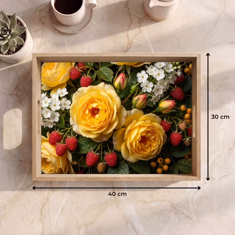 Tablett - Blumen – Blumenstrauß – Natur – Klassisch – Gelb — 7