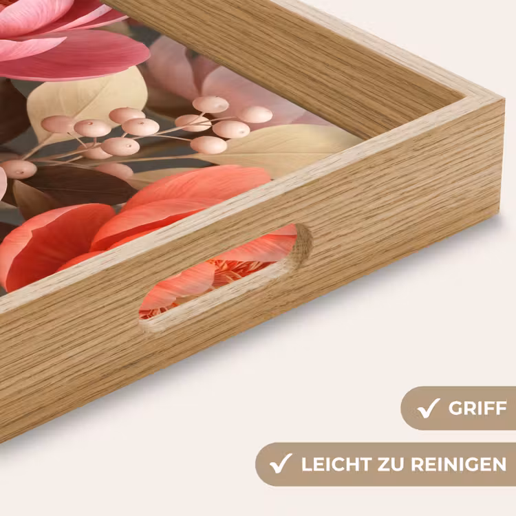 Tablett - Blumen – Blüten – Zart – Koralle – Dekoration — 8