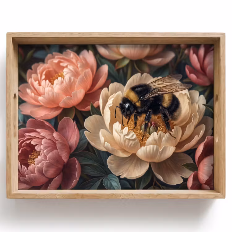 Tablett - Blumen – Insekten – Natur – Rosa — 1
