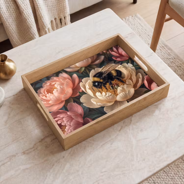Tablett - Blumen – Insekten – Natur – Rosa — 2