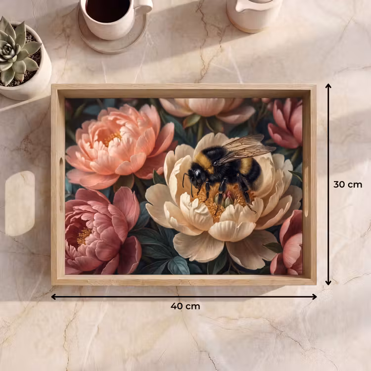 Tablett - Blumen – Insekten – Natur – Rosa — 7