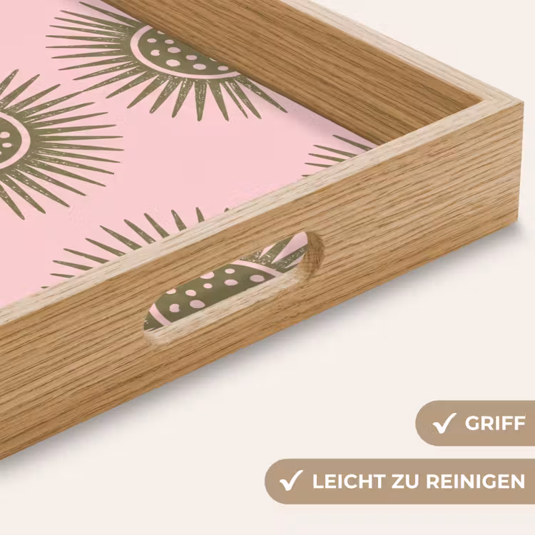 Tablett - Blumen – Muster – Abstrakt – Rosa – Grün — 8