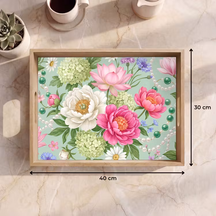 Tablett - Blumen – Muster – Botanisch – Grün — 7