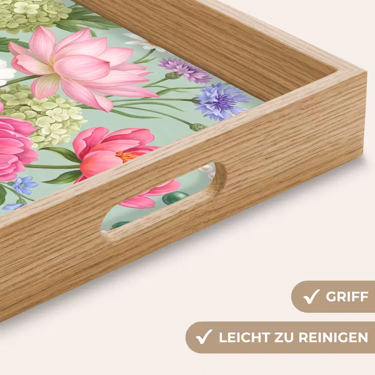 Tablett - Blumen – Muster – Botanisch – Grün — 8