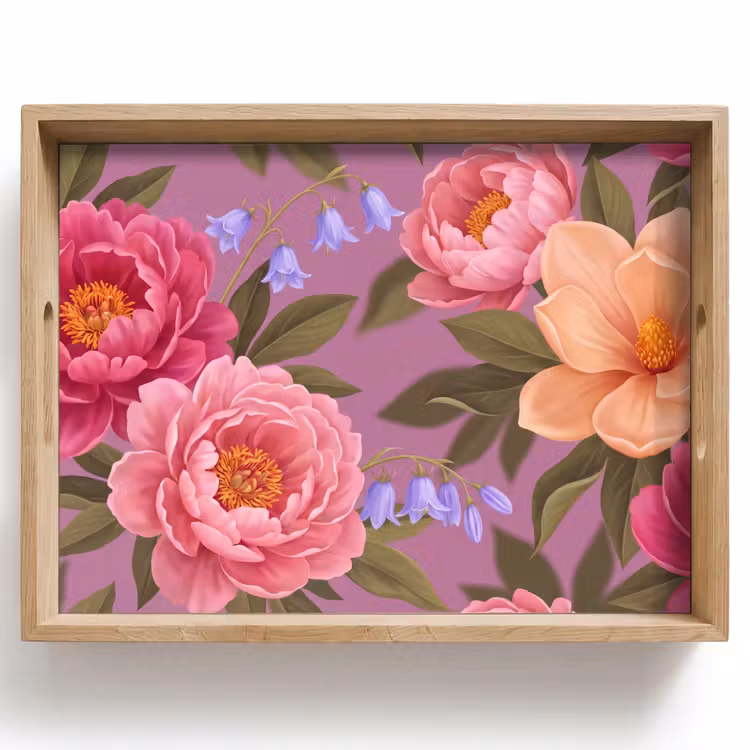 Tablett - Blumen – Muster – Illustration – Rosa — 1