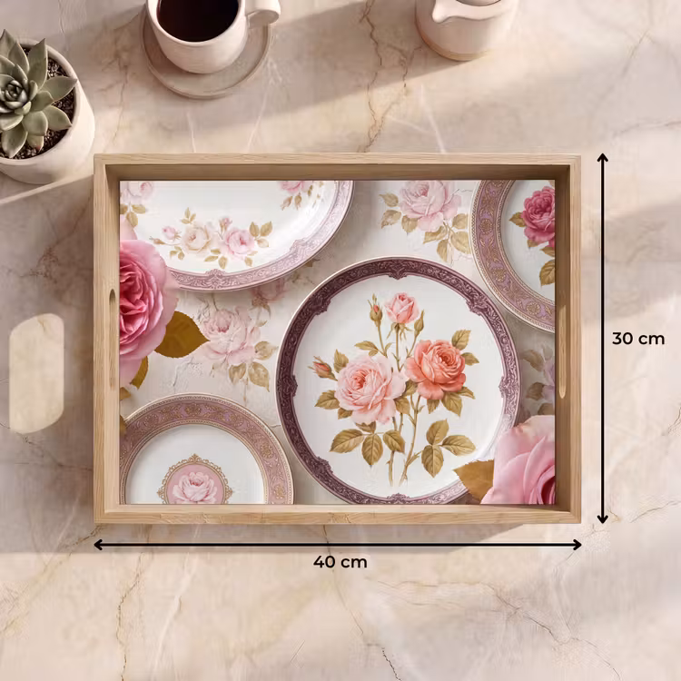 Tablett - Blumen – Muster – Vintage – Rosa – Dekoration — 7