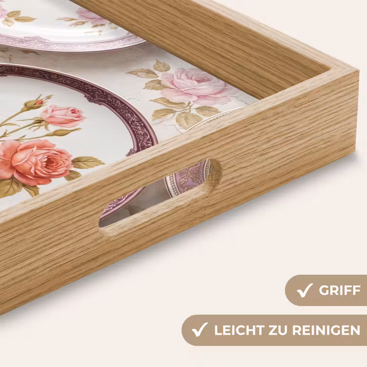 Tablett - Blumen – Muster – Vintage – Rosa – Dekoration — 8