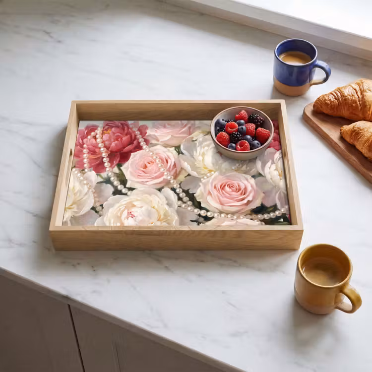 Tablett - Blumen – Perlen – Romantik – Klassik – Rosa — 3