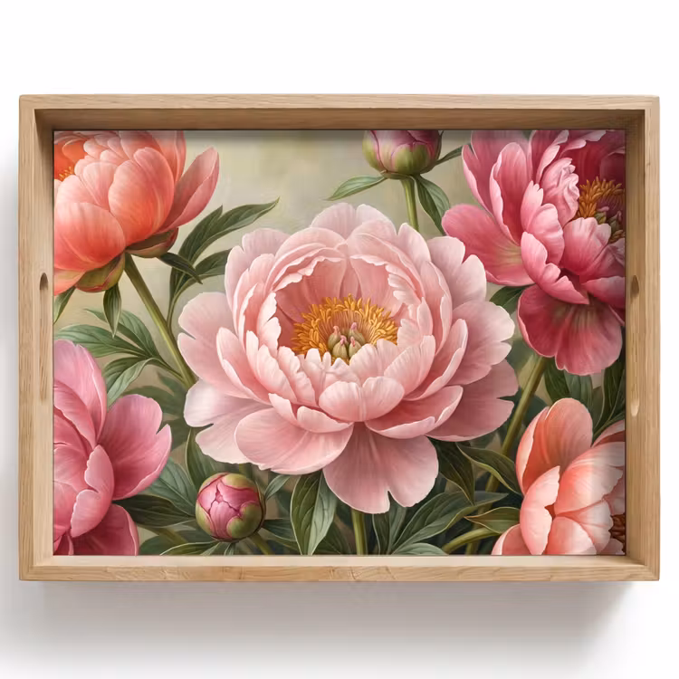 Tablett - Blumen – Rosa – Klassisch – Detailreich – Natur — 1