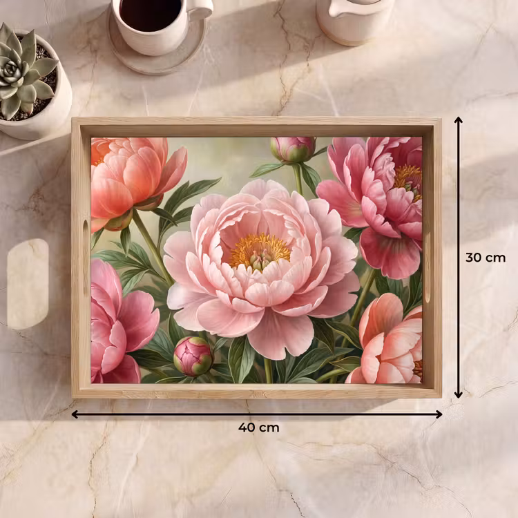 Tablett - Blumen – Rosa – Klassisch – Detailreich – Natur — 7