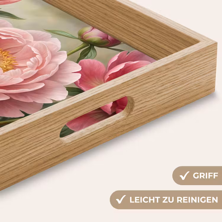 Tablett - Blumen – Rosa – Klassisch – Detailreich – Natur — 8