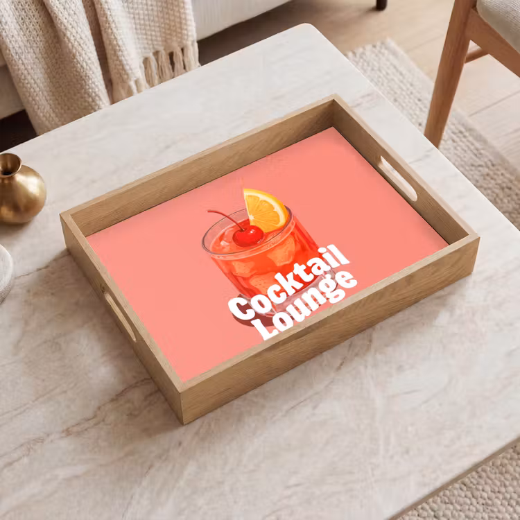 Tablett - Cocktail-Lounge – Glas – Koralle — 2