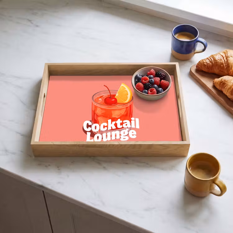 Tablett - Cocktail-Lounge – Glas – Koralle — 3