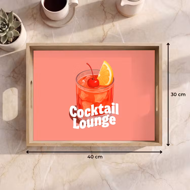 Tablett - Cocktail-Lounge – Glas – Koralle — 7