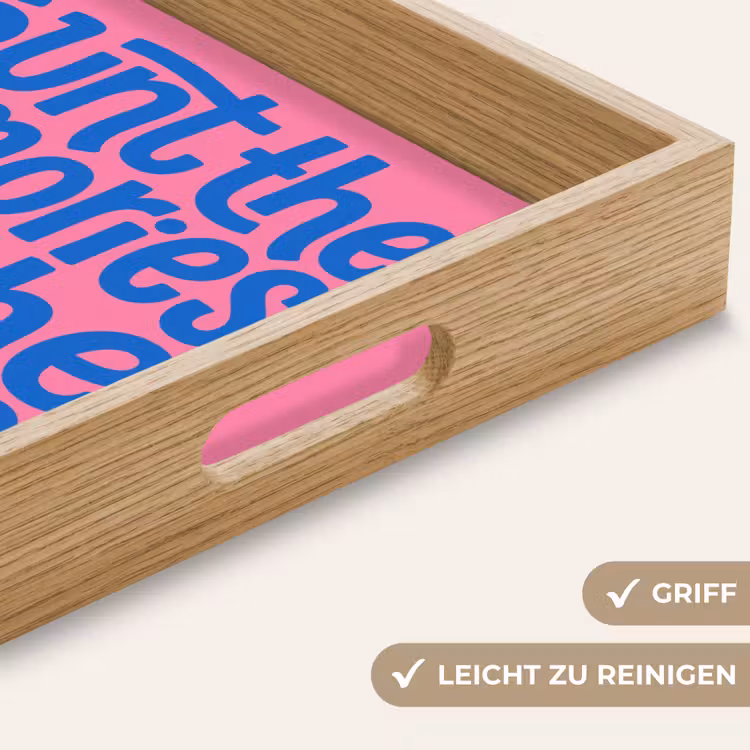 Tablett - Erinnerungen – Rosa – Blau – Zitat — 8