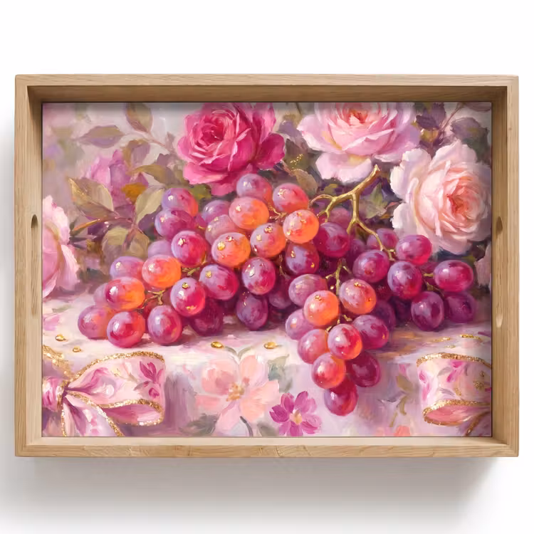 Tablett - Essen – Blumen – Stillleben – Rosa – Gold — 1