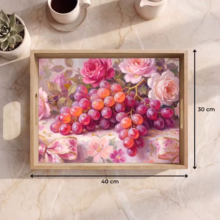 Tablett - Essen – Blumen – Stillleben – Rosa – Gold — 7