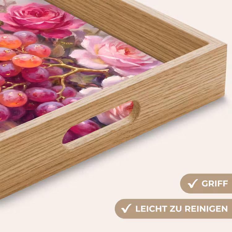 Tablett - Essen – Blumen – Stillleben – Rosa – Gold — 8