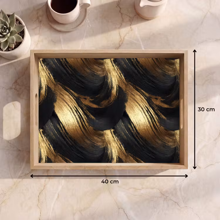 Tablett - Farbauftrag – Abstrakt – Gold – Schwarz — 7