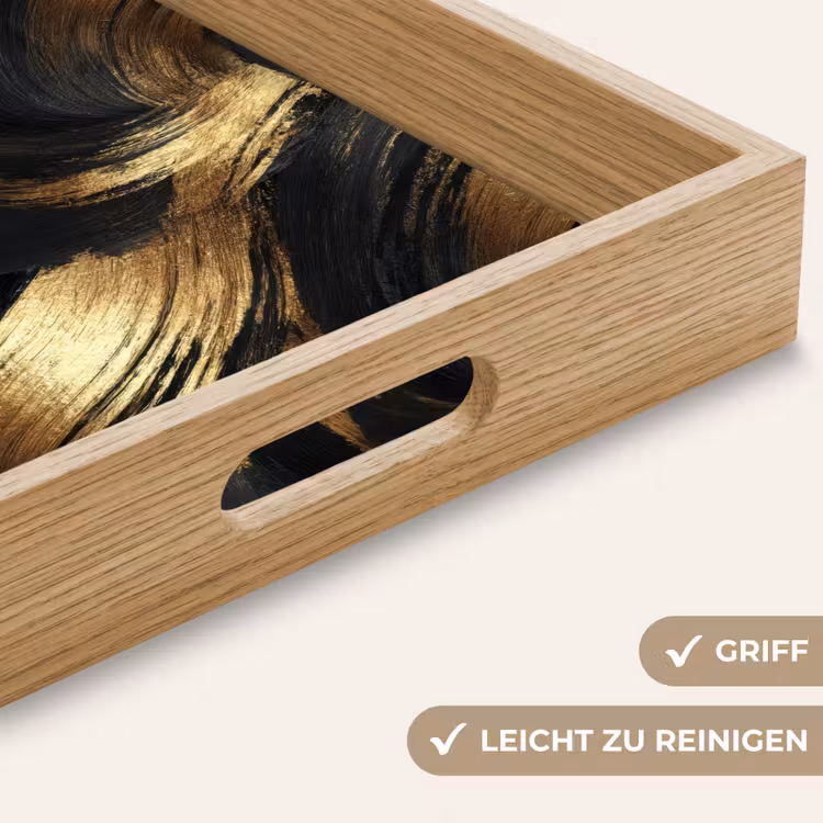 Tablett - Farbauftrag – Abstrakt – Gold – Schwarz — 8