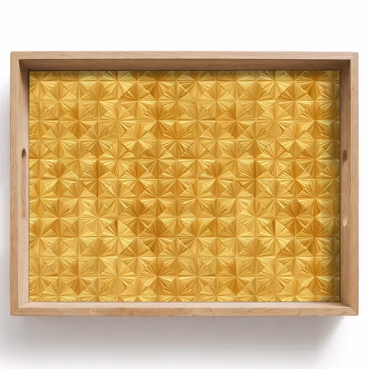 Tablett - Fliesen – Geometrisch – Relief – Gold — 1