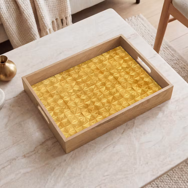 Tablett - Fliesen – Geometrisch – Relief – Gold — 2