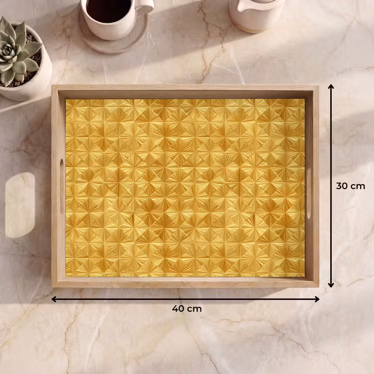 Tablett - Fliesen – Geometrisch – Relief – Gold — 7